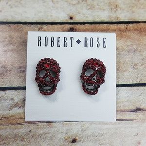 Robert Rose red skull earrings New